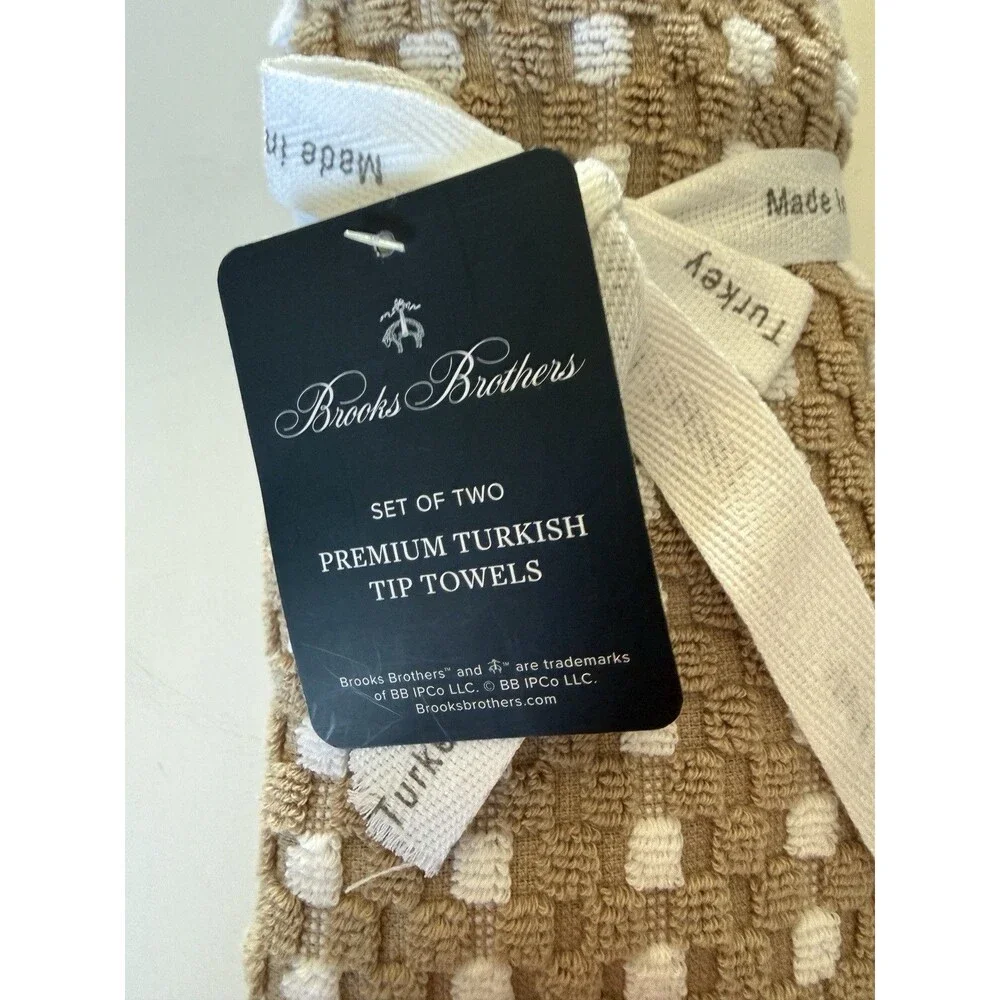 Brooks Brothers Fingertip Towels Set of 2 Luxury Raised Dots Thick Plush Turkish